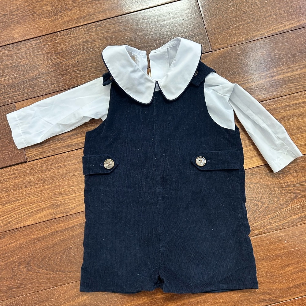 The Beaufort Bonnet Company Navy Jon Jon and White Peter Pan long sleeve shirt